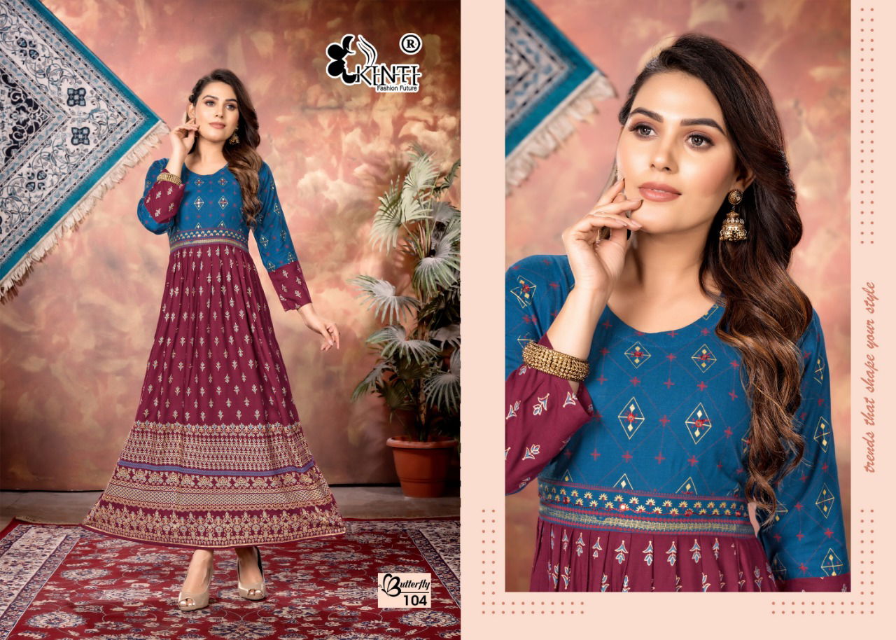 Kinti Butterfly Ethnic Wear Wholesale Long Kurti Collection 